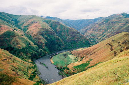 [This is a little straighter section of river in the same deep canyon.]